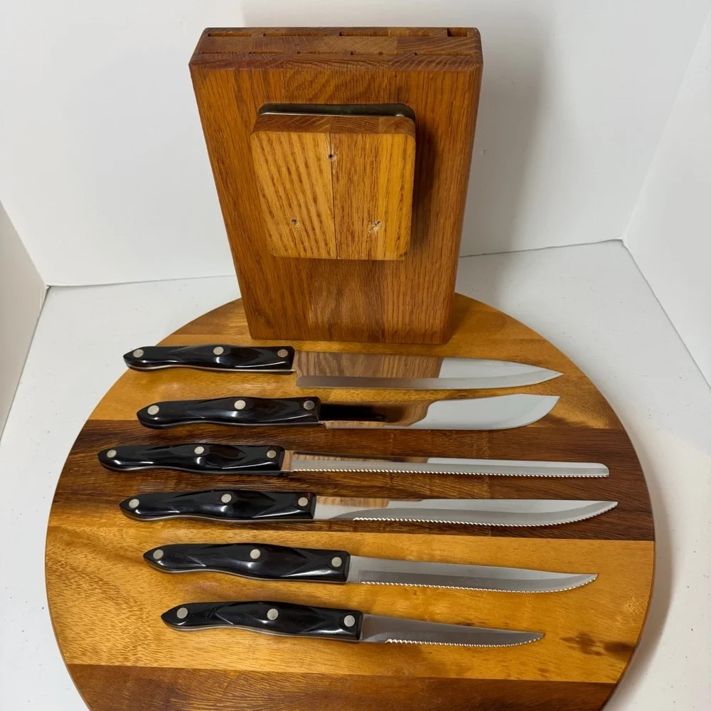 Cutco Knife set from 1989-90, 1721 1722 1723 1724 1725 & 1729 plus Island Block - Picture 8 of 17